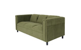 72" Moss Green Suede And Black Sofa