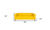 84" Yellow Faux Leather And Black Sofa