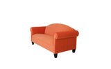 84" Orange Velvet And Black Sofa