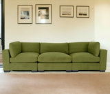 126" Moss Green Microfiber And Dark Brown Sofa