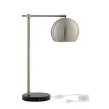 22" Gray Iron Desk Table Lamp With Gray Dome Shade