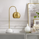 24" Brass Iron Desk Table Lamp With Brass Dome Shade