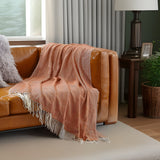 Rust Woven Acrylic Solid Color Throw Blanket