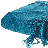 Teal Blue Woven Polyester Solid Color Throw Blanket
