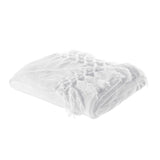 White Woven Polyester Solid Color Throw Blanket