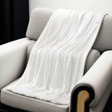 White Woven Polyester Solid Color Throw Blanket