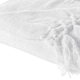 White Woven Polyester Solid Color Throw Blanket