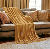 Yellow Woven Polyester Solid Color Throw Blanket