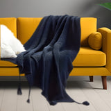 Navy Blue Knitted Acrylic Solid Color Throw Blanket