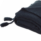 Navy Blue Knitted Acrylic Solid Color Throw Blanket