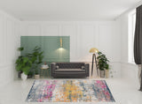 8' x 11' Pink and Orange Abstract Power Loom Area Rug