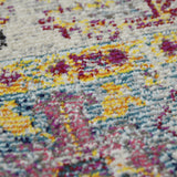 2' x 3' Gray Floral Power Loom Area Rug