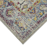 8' Gray Floral Power Loom Runner Rug