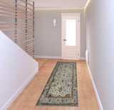 8' Orange and Ivory Floral Power Loom Runner Rug