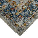 2' x 3' Blue and Orange Floral Power Loom Area Rug