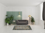 5' x 7' Blue and Orange Floral Power Loom Area Rug