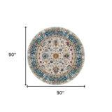 8' x 11' Blue and Orange Floral Power Loom Area Rug