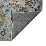 9' x 12' Blue and Orange Floral Power Loom Area Rug