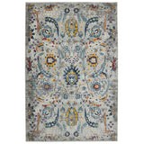 8' Orange and Ivory Floral Power Loom Runner Rug