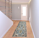 8' Orange and Ivory Floral Power Loom Runner Rug