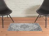 2' x 3' Gray Medallion Power Loom Area Rug