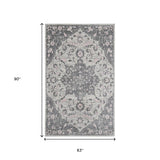 2' x 3' Gray Medallion Power Loom Area Rug