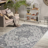 8' x 11' Gray Medallion Power Loom Area Rug