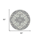 8' x 11' Gray Medallion Power Loom Area Rug