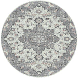 7' Gray Round Medallion Power Loom Area Rug
