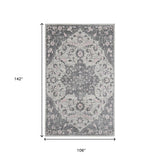 7' Gray Round Medallion Power Loom Area Rug