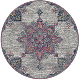 7' Pink Round Medallion Power Loom Area Rug