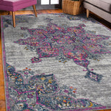 7' Pink Round Medallion Power Loom Area Rug