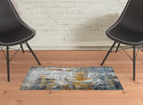 2' x 3' Blue and Orange Abstract Power Loom Area Rug