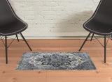 2' x 3' Gray Medallion Power Loom Area Rug