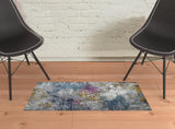 2' x 3' Blue and Pink Abstract Power Loom Area Rug