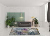 8' x 11' Blue and Pink Abstract Power Loom Area Rug