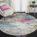 8' x 11' Blue and Pink Abstract Power Loom Area Rug