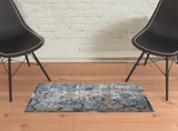 2' x 3' Blue and Orange Geometric Power Loom Area Rug