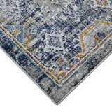 5' x 7' Blue and Orange Geometric Power Loom Area Rug