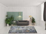 8' x 11' Blue and Orange Geometric Power Loom Area Rug