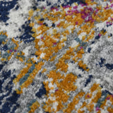 8' x 11' Blue and Orange Geometric Power Loom Area Rug