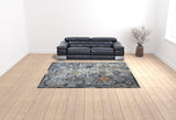 9' x 12' Blue and Orange Geometric Power Loom Area Rug