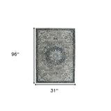 2' x 3' Teal Blue Medallion Power Loom Area Rug