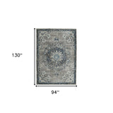 5' x 7' Teal Blue Medallion Power Loom Area Rug