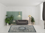 8' x 11' Teal Blue Medallion Power Loom Area Rug