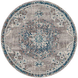 7' Teal Blue Round Medallion Power Loom Area Rug
