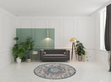 7' Teal Blue Round Medallion Power Loom Area Rug