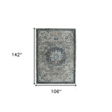 7' Teal Blue Round Medallion Power Loom Area Rug
