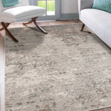 10' x 14' Gray Abstract Power Loom Area Rug