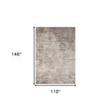 8' Gray Round Abstract Power Loom Area Rug